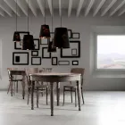 Lampa wisząca z antracytowego lnu z wewnętrznym wzorem, 2 rozmiary - Bramosia Viadurini