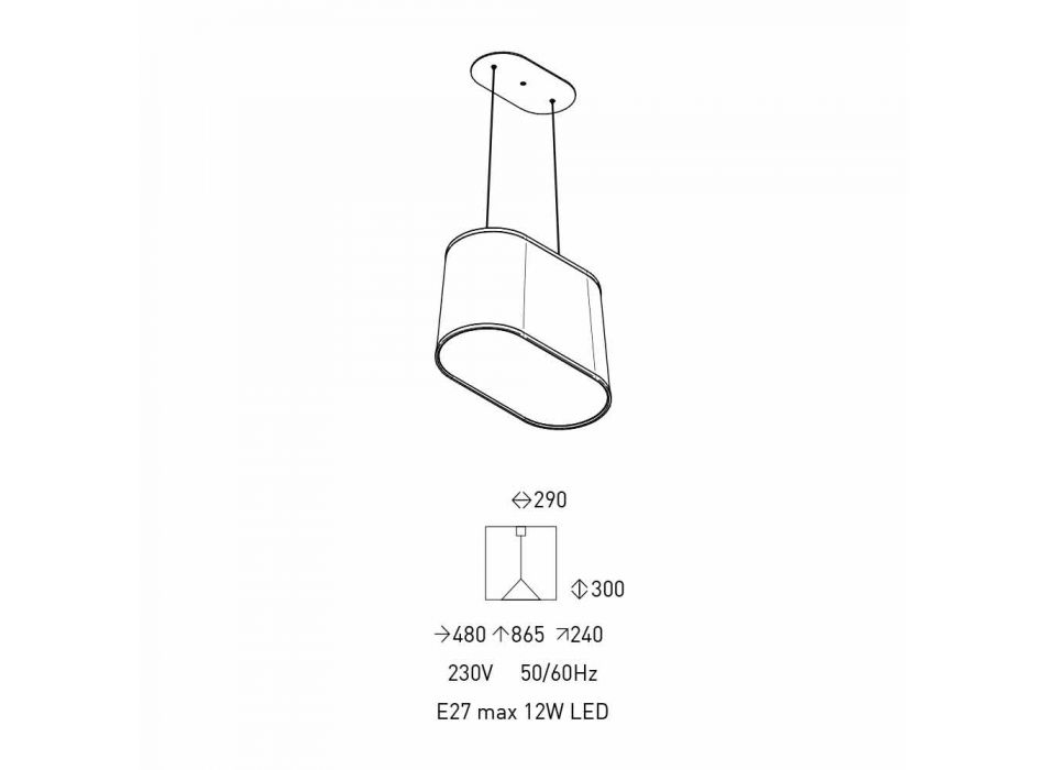 Podwieszana lampa metalowa z kloszem z siatki lub lnu Made in Italy - Jump Viadurini