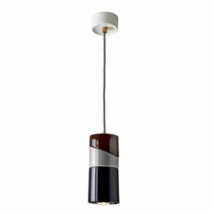 Lampa wisząca z mosiądzu i nowoczesne kolorowe ceramiczne wykonane we Włoszech w Azji Viadurini