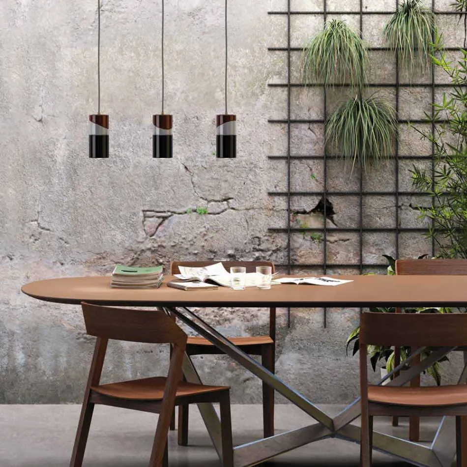 Lampa wisząca z mosiądzu i nowoczesne kolorowe ceramiczne wykonane we Włoszech w Azji Viadurini