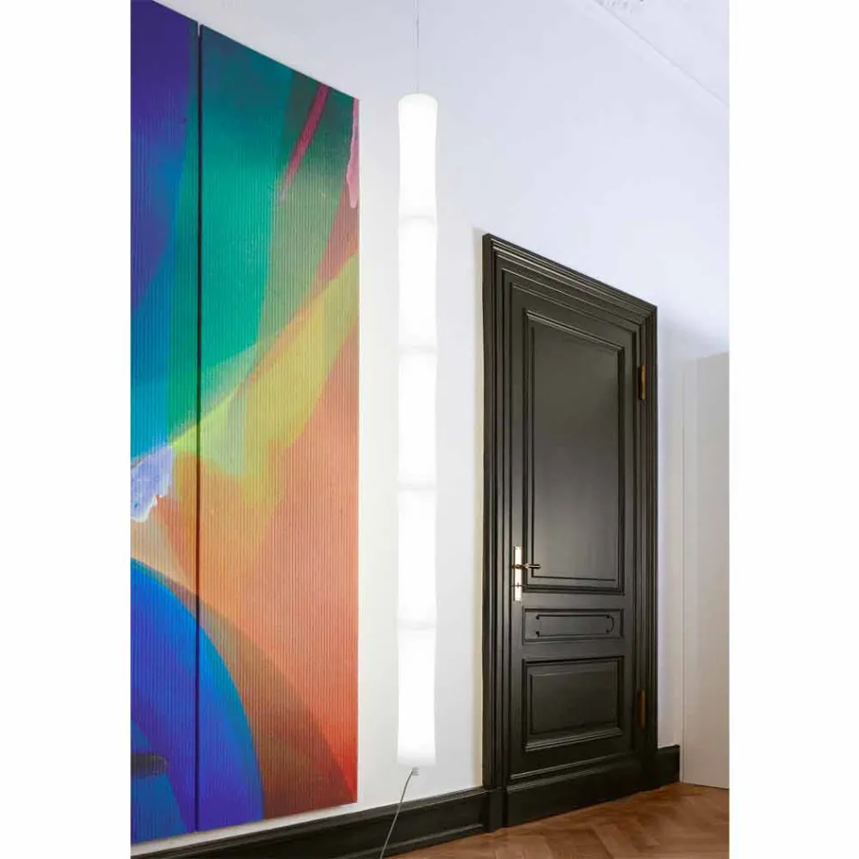 Lampa wisząca z białego polietylenu i metalu Made in Italy - Asturia Viadurini