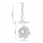 Lampa wisząca z technopolimeru w kolorze białym lub złotym. Konstrukcja 2 wymiary - katedra Viadurini