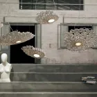 Lampa wisząca z technopolimeru w kolorze białym lub złotym. Konstrukcja 2 wymiary - katedra Viadurini