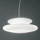 Lampa wisząca z dmuchanego białego szkła i chromowanego metalu - Illumina Viadurini