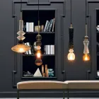 Lampa wisząca ze szkła Murano z kablem z tkaniny Made in Italy - Missi Viadurini