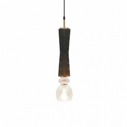 Lampa wisząca ze szkła Murano z kablem z tkaniny Made in Italy - Missi Viadurini