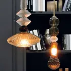 Lampa wisząca ze szkła Murano i tkaniny Made in Italy - Missi Viadurini