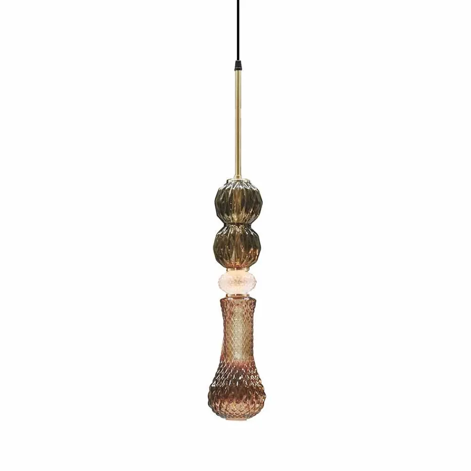 Lampa wisząca ze szkła Murano i tkaniny Made in Italy - Missi Viadurini