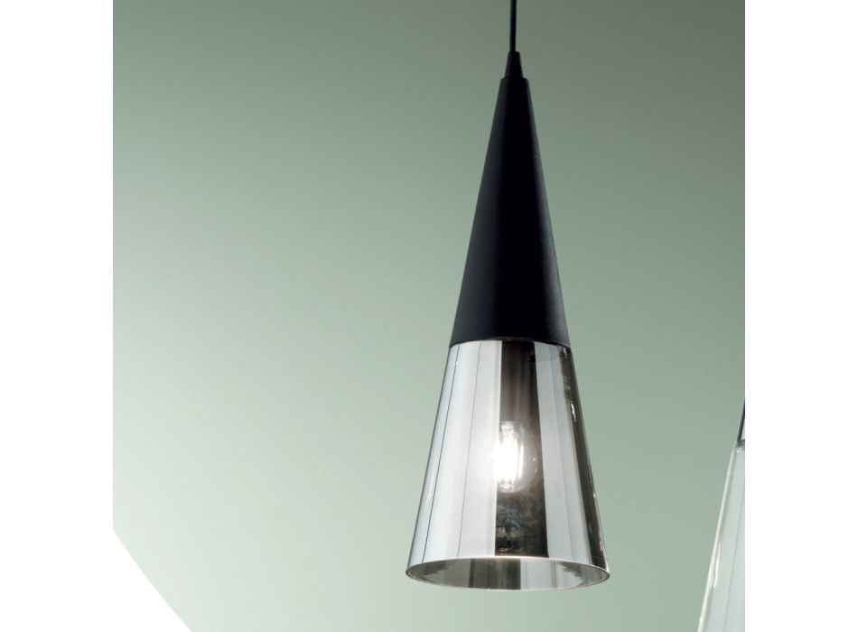 Lampa wisząca z dmuchanego szkła z metalową konstrukcją - Trentino Viadurini
