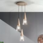 Lampa wisząca z dmuchanego szkła z metalową konstrukcją - Trentino Viadurini