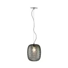 Lampa wisząca ze szkła weneckiego i chromowanego metalu, wyprodukowana we Włoszech - Calima Viadurini