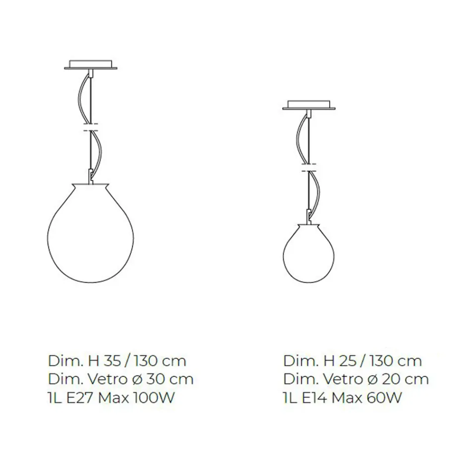 Lampa wisząca z ręcznie dmuchanego szkła weneckiego - balon Viadurini