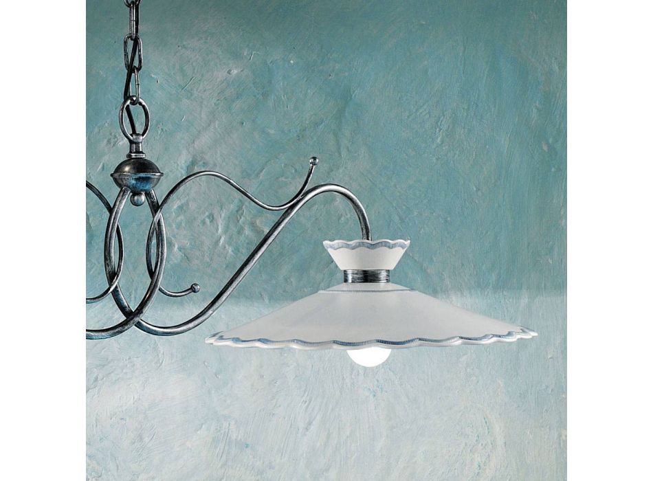 Liniowa lampa wisząca 2 światła Ceramiczny efekt haftu rękodzieła - Ravenna Viadurini