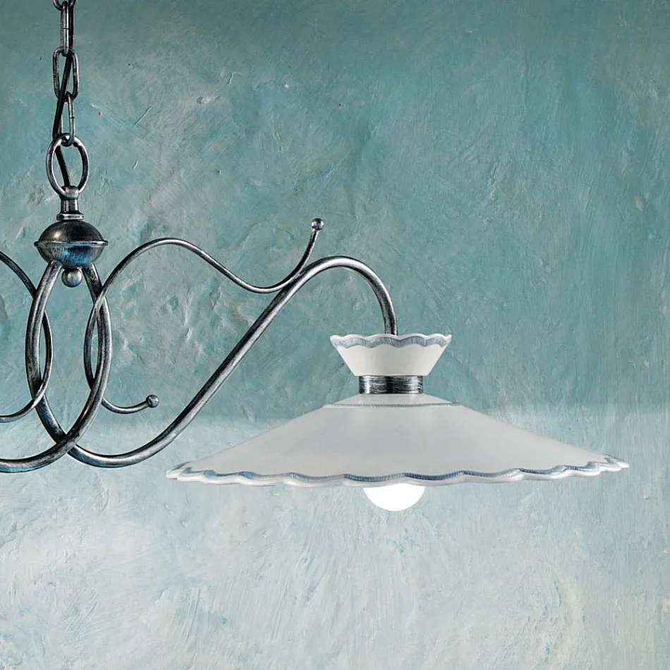 Liniowa lampa wisząca 2 światła Ceramiczny efekt haftu rękodzieła - Ravenna Viadurini