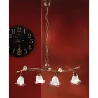 Liniowa lampa wisząca 4 światła w żelaznych, szklanych i ceramicznych różach - Siena Viadurini