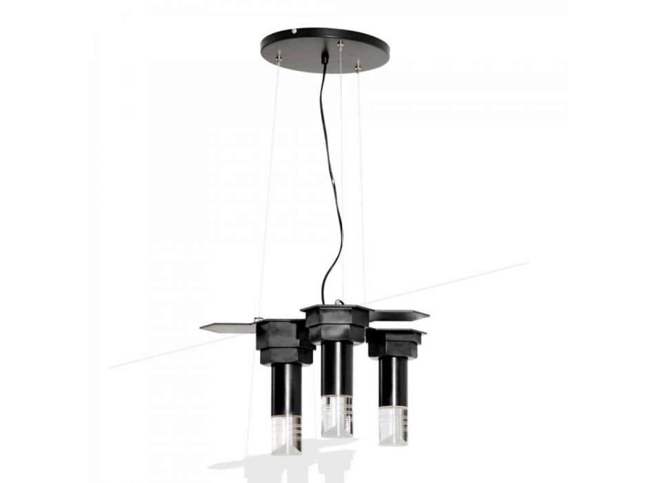 Nowoczesna lampa wisząca z matowego czarnego metalu i pleksi Made in Italy - Dalbo Viadurini