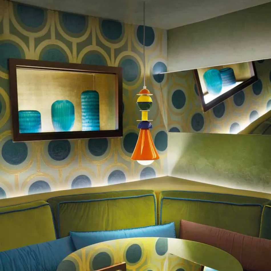 Wielobarwna lampa wisząca Slide Otello Wisząca aluminiowa obudowa wykonana we Włoszech Viadurini