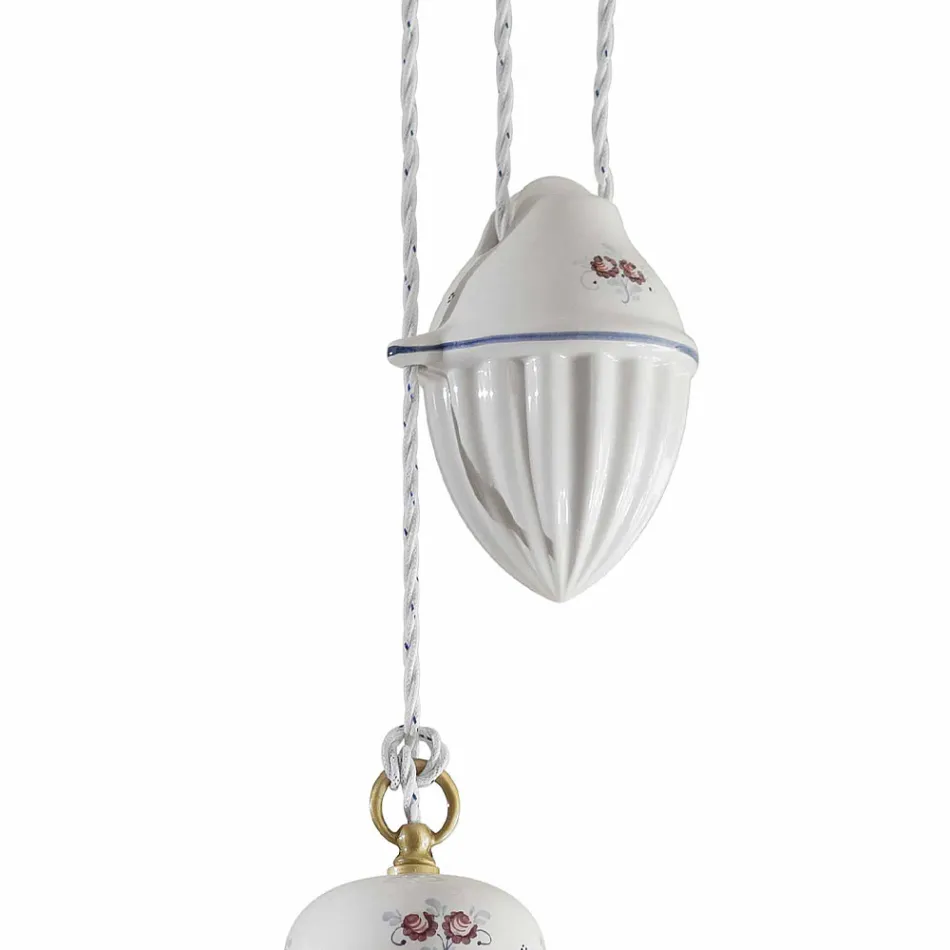 Ręcznie wykonana ceramiczna lampa wisząca z ceramiki i żelaza - Rzym Viadurini