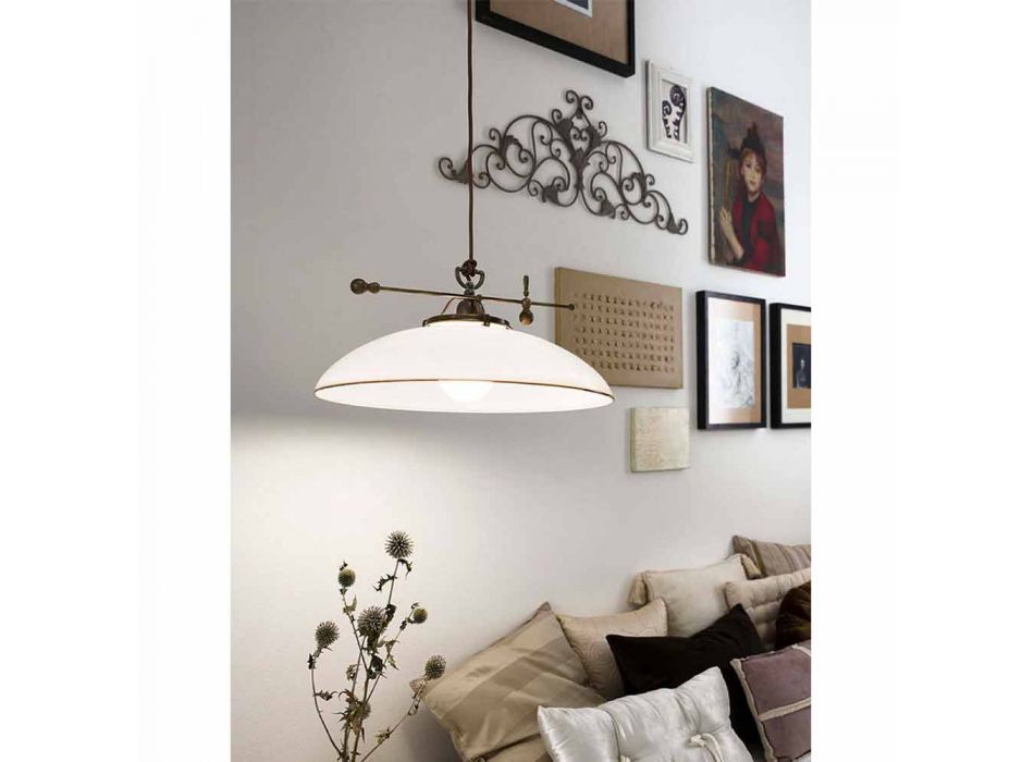 Lampa wisząca przesuwna z mosiądzu i szkła Murano - Country autorstwa Il Fanale Viadurini