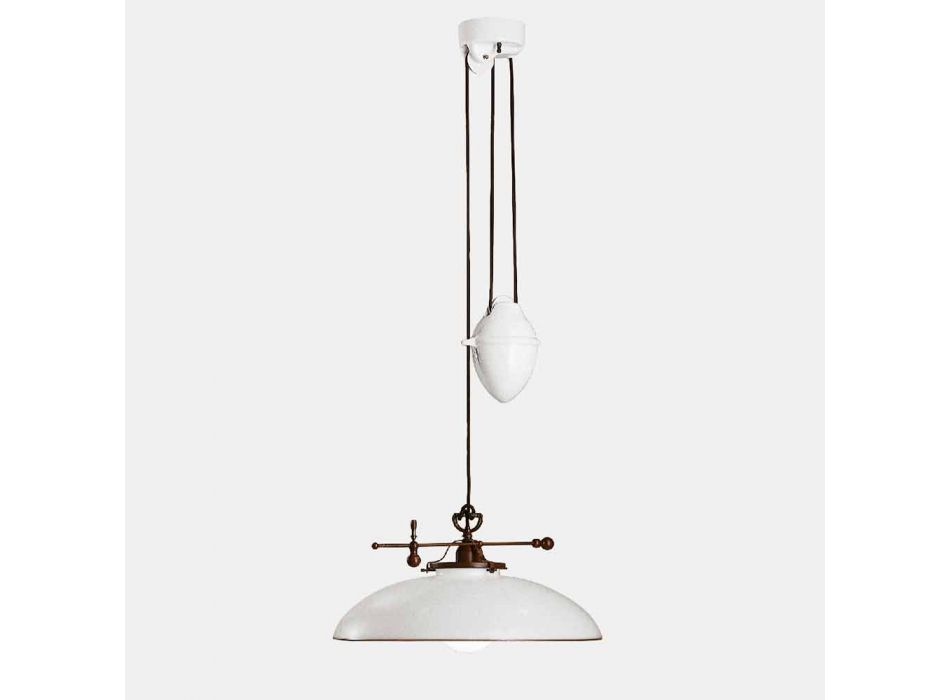 Lampa wisząca przesuwna z mosiądzu i szkła Murano - Country autorstwa Il Fanale Viadurini