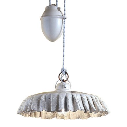 Lampa wisząca w górę iw dół ręcznie wykonana z ceramiki i metalu - Modena Viadurini