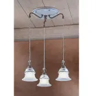 Okrągła lampa wisząca z żelaza, szkła, ręcznie malowanej ceramiki - Ferrara Viadurini