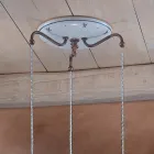 Okrągła lampa wisząca z żelaza, szkła, ręcznie malowanej ceramiki - Ferrara Viadurini