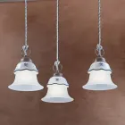 Okrągła lampa wisząca z żelaza, szkła, ręcznie malowanej ceramiki - Ferrara Viadurini