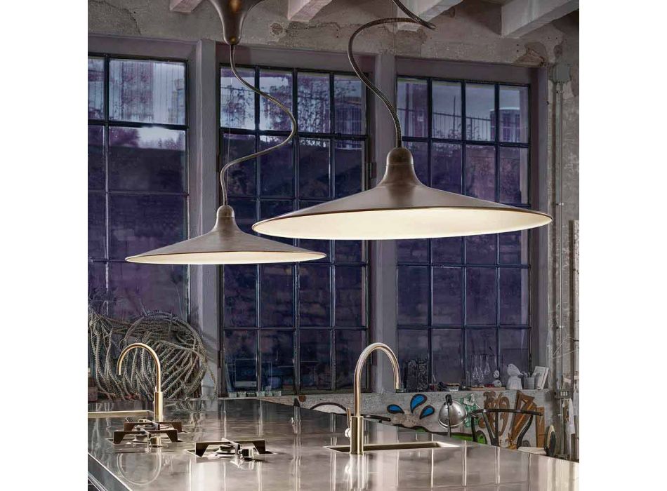Aluminiowa lampa wisząca w stylu vintage Made in Italy - Sassmaòr Viadurini