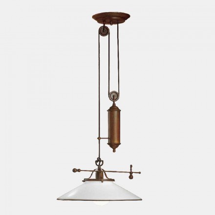 Lampa wisząca w stylu vintage w górę i w dół z mosiądzu i szkła Murano - Country autorstwa Il Fanale Viadurini