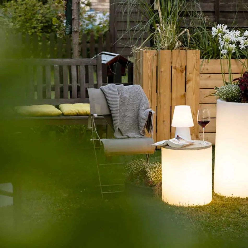 Lampa stołowa do projektowania zewnętrznego lub wewnętrznego z diodami LED, solarnymi lub E27 - Tamburostar Viadurini