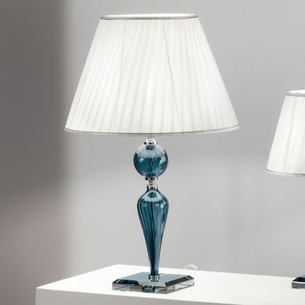 Klasyczna lampa stołowa z ręcznie robionego szkła i metalu Rigaton - Fievole Viadurini