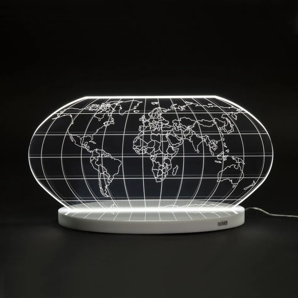 Lampa stołowa Led Planisphere z grawerowanego laserowo kryształu akrylowego - Rihanna Viadurini