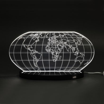 Lampa stołowa Led Planisphere z grawerowanego laserowo kryształu akrylowego - Rihanna Viadurini