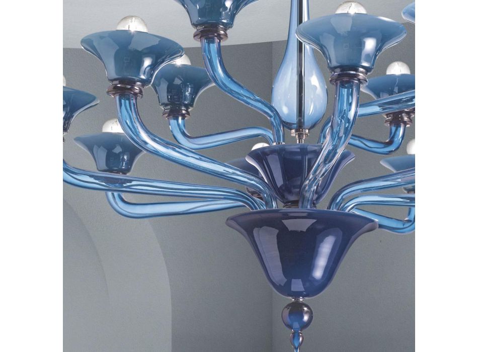 Żyrandol ze szkła weneckiego 12 lamp Made in Italy - Ismail Viadurini