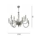 Klasyczny 12-lampowy żyrandol z dmuchanego szkła i ręczne detale - Phaedra Viadurini