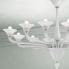 Żyrandol na 12 świateł z białego szkła weneckiego i chromowanego metalu - Ismail Viadurini