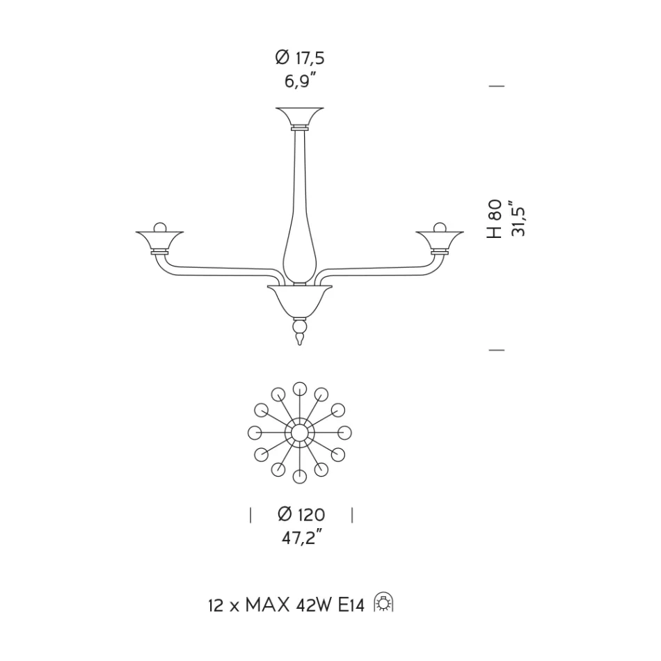 Żyrandol na 12 świateł z białego szkła weneckiego i chromowanego metalu - Ismail Viadurini