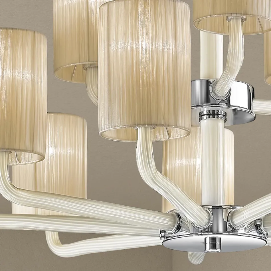 Żyrandol 12 świateł ze szkła weneckiego i metalu Made in Italy - Graham Viadurini