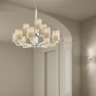 Żyrandol 12 świateł ze szkła weneckiego i metalu Made in Italy - Graham Viadurini