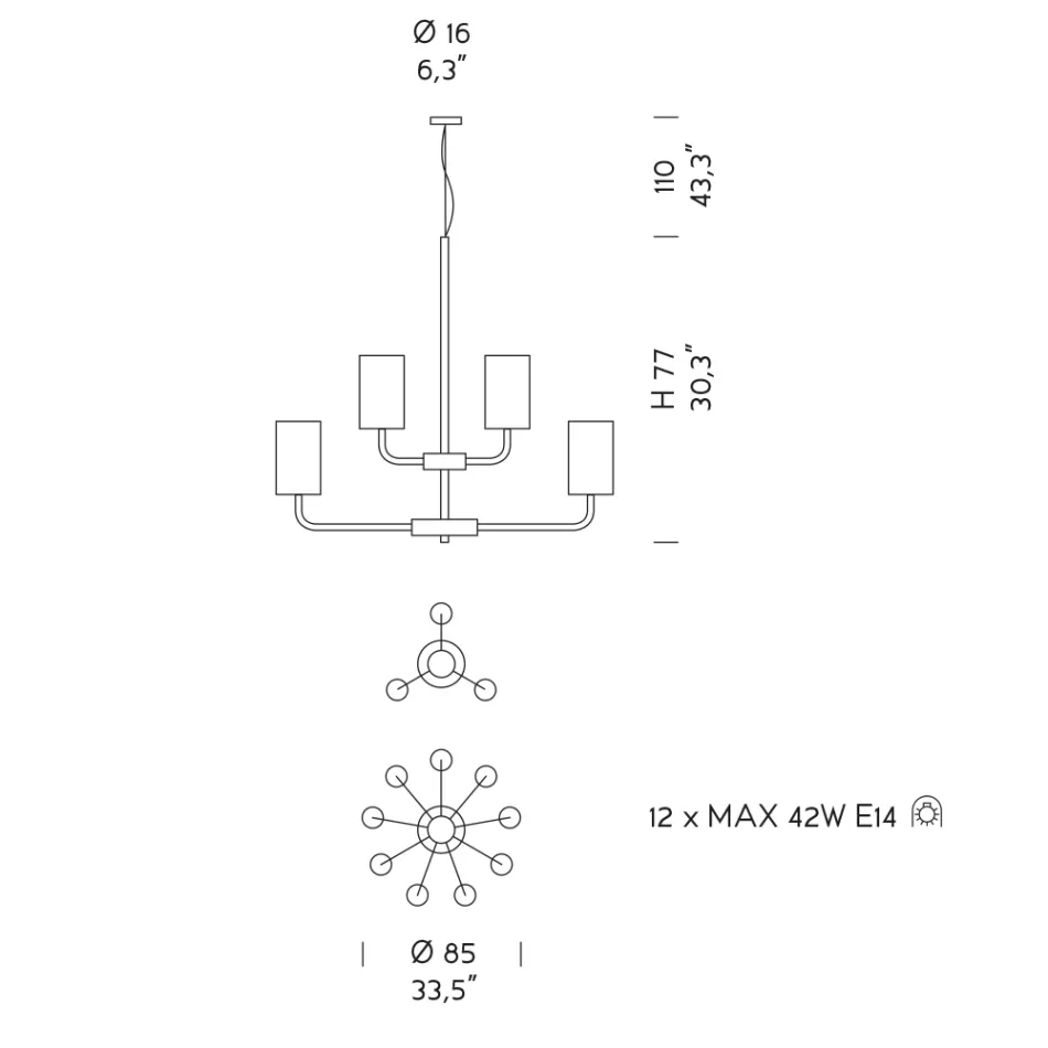 Żyrandol 12 świateł ze szkła weneckiego i metalu Made in Italy - Graham Viadurini