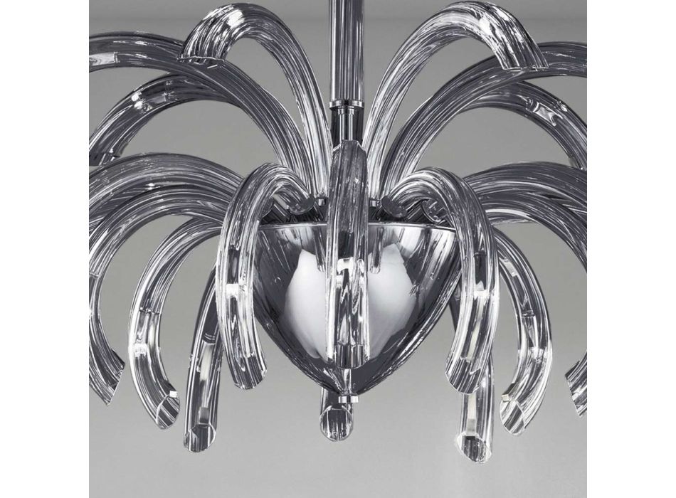 Żyrandol 15 świateł ze szkła weneckiego i chromowanego metalu Made in Italy - Jason Viadurini