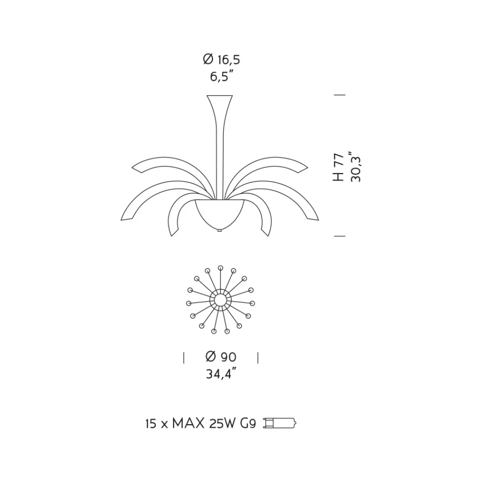 Żyrandol 15 świateł ze szkła weneckiego i chromowanego metalu Made in Italy - Jason Viadurini