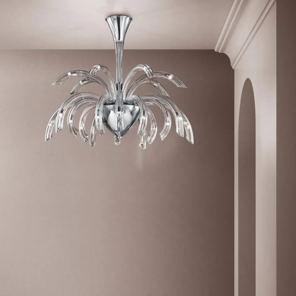 Żyrandol 21 świateł z ręcznie wykonanego szkła weneckiego i metalu - Jason Viadurini