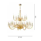 Klasyczny żyrandol z 24 światłami z dmuchanego szkła i detalami dłoni - Phaedra Viadurini