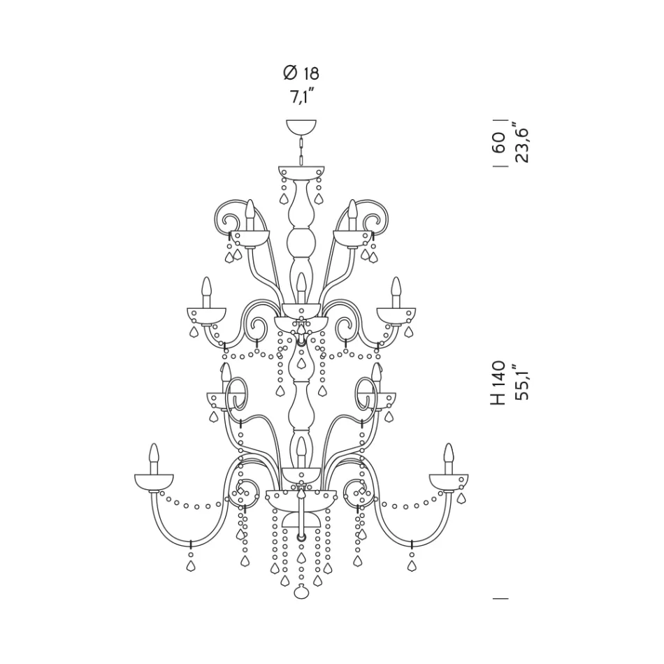 Żyrandol 27 świateł ze szkła weneckiego Ręcznie robiony we Włoszech - Florentine Viadurini