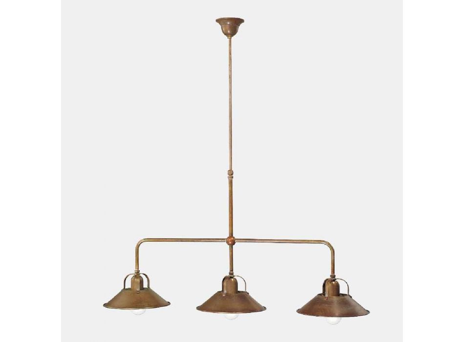 Żyrandol z 3 lampkami z mosiądzu Design w stylu vintage Made in Italy - Cascina autorstwa Il Fanale Viadurini