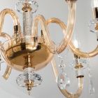 Żyrandol na 6 lampek Klasyczne włoskie szkło ręcznie wykonane z bursztynu - Similo Viadurini
