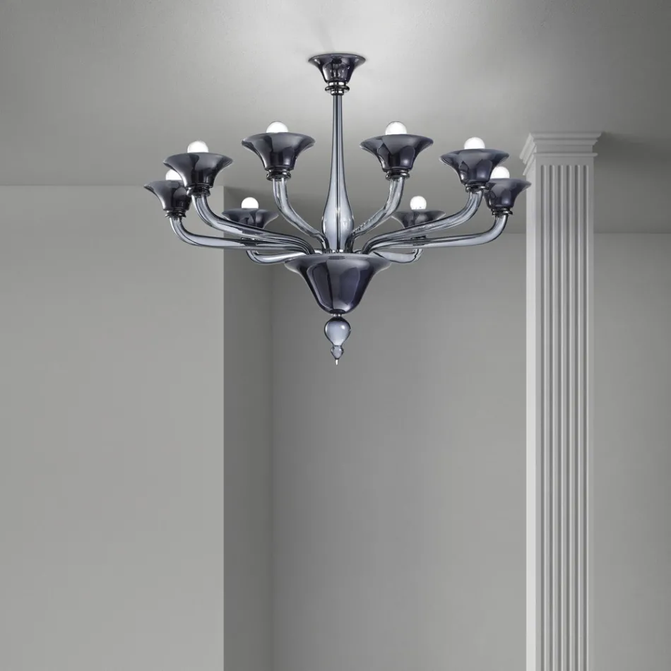 Żyrandol ze szkła weneckiego 8 lamp Made in Italy - Ismail Viadurini