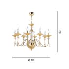 Klasyczny 8 lekki żyrandol ze szkła, kryształu i luksusowego metalu - Flandria Viadurini